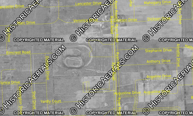 Partington Pasture Speedway - 1951 AERIAL PHOTO WITH STREETS